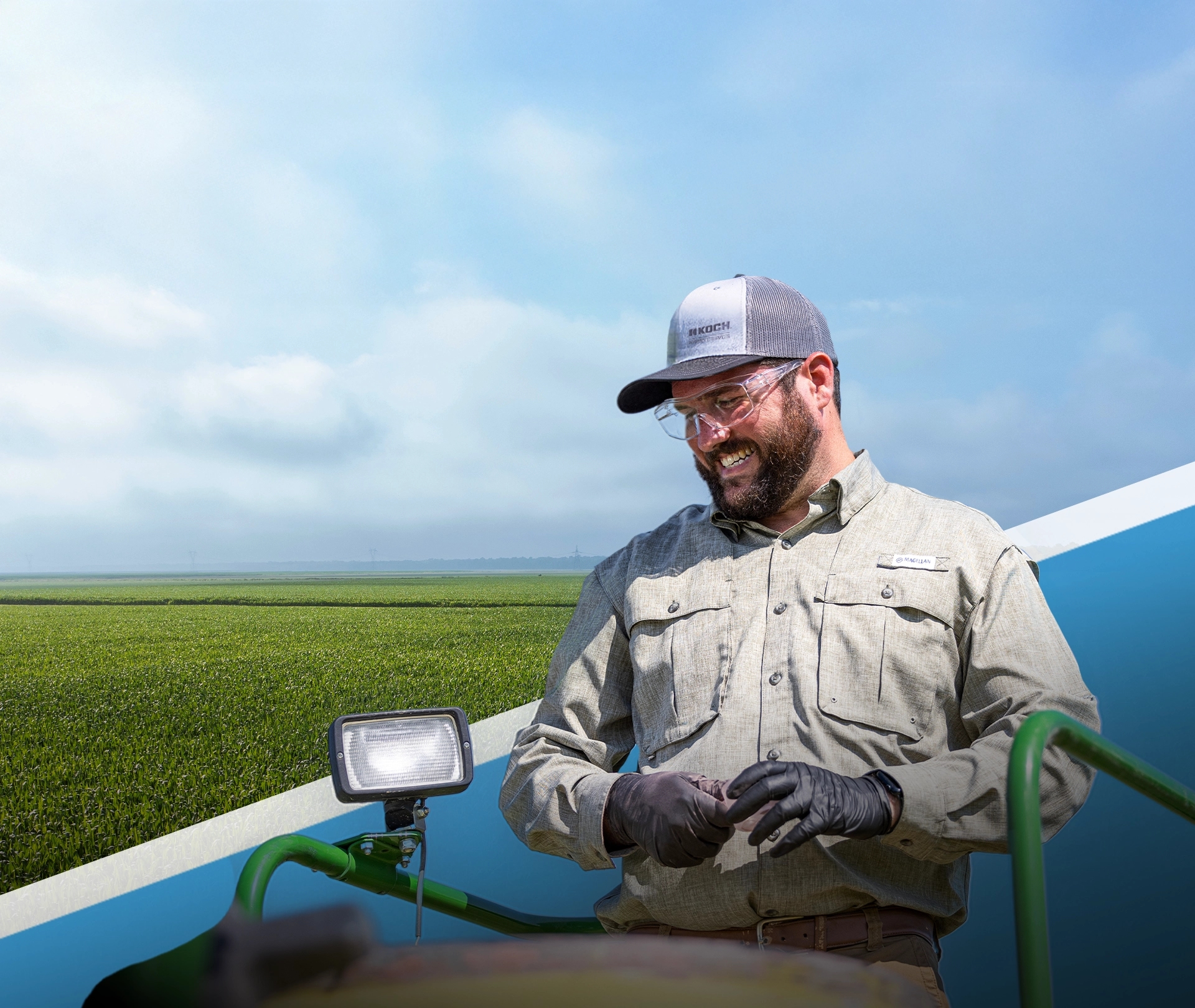 man applying PROTIVATE to a field